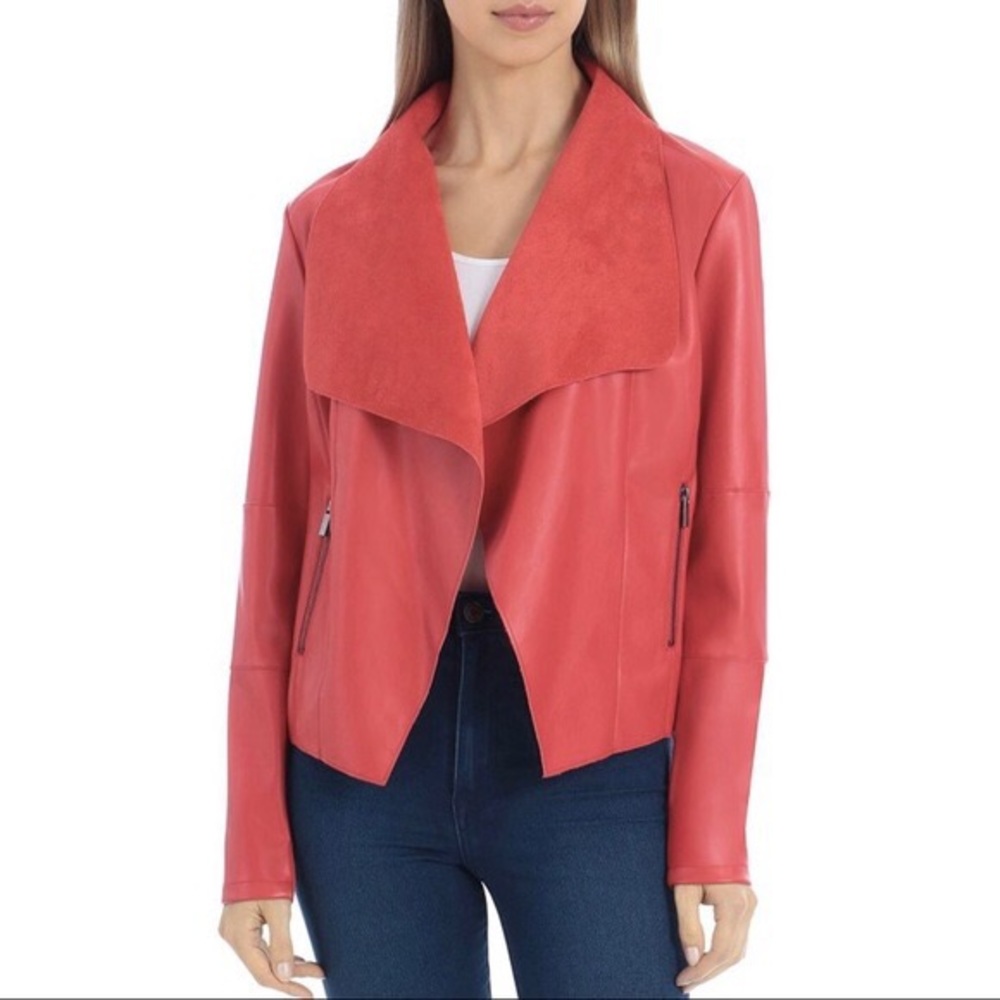 Bagatelle Vegan faux leather jacket in gorgeous red color.